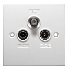 Triplexed UHF/VHF-DAB/SAT Screened Wall Plate